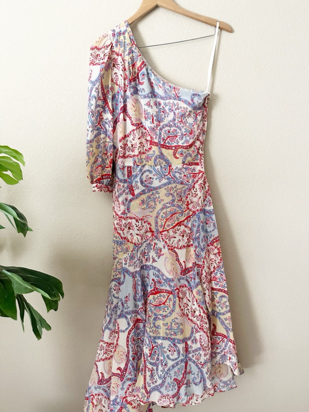 Veronica Beard Kimber One Shoulder Silk Paisley Floral Dress Size 6